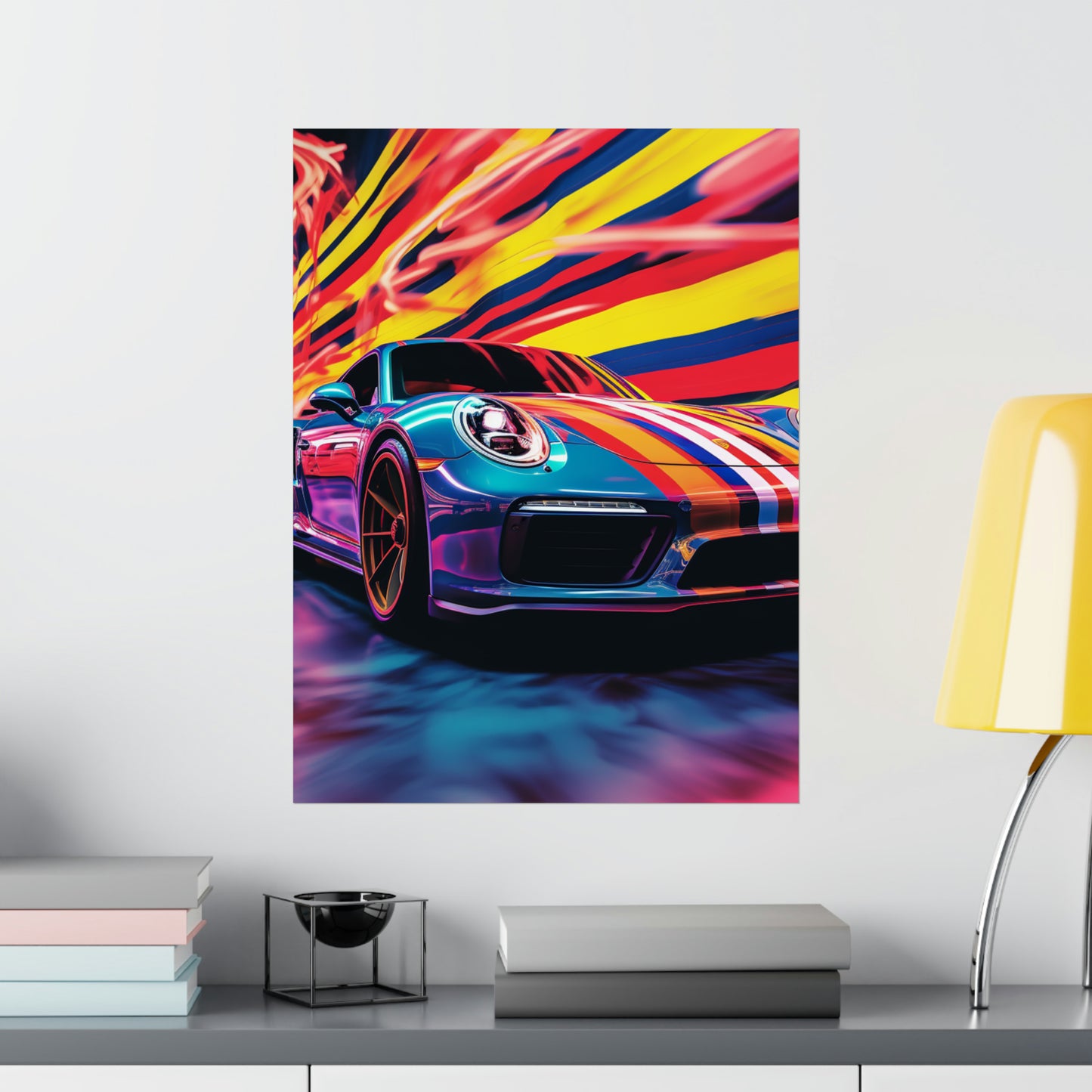 Premium Matte Vertical Posters Macro American Flag Porsche 2