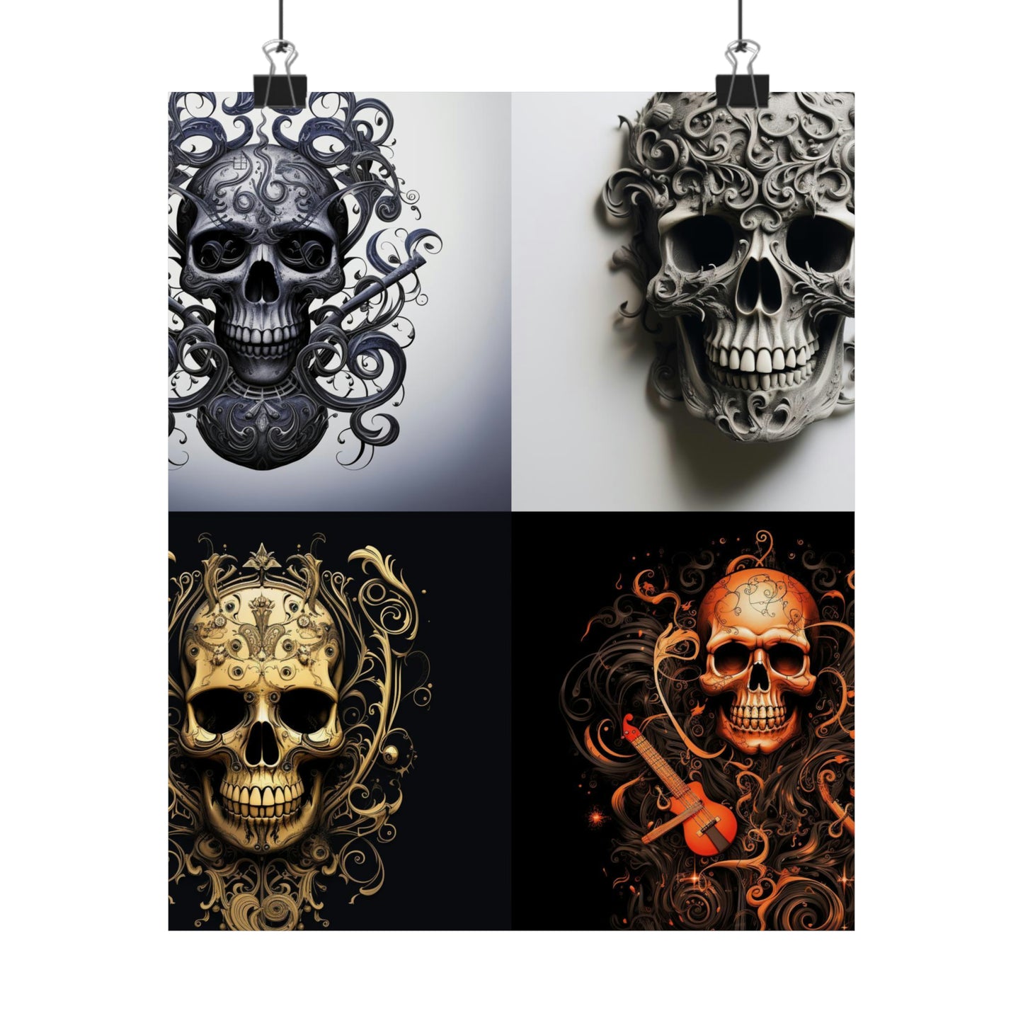 Premium Matte Vertical Posters Skull Treble Clef 5