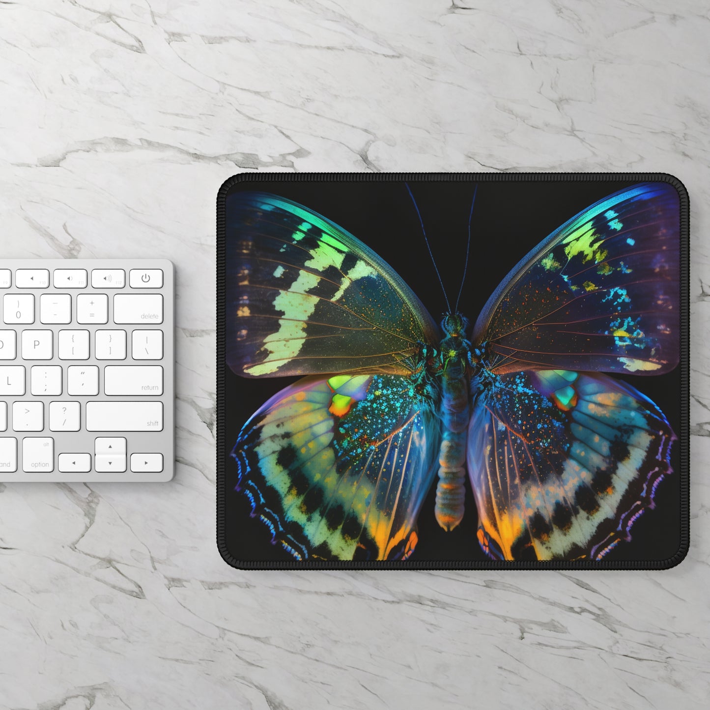 Gaming Mouse Pad  Neon Butterfly Flair 4