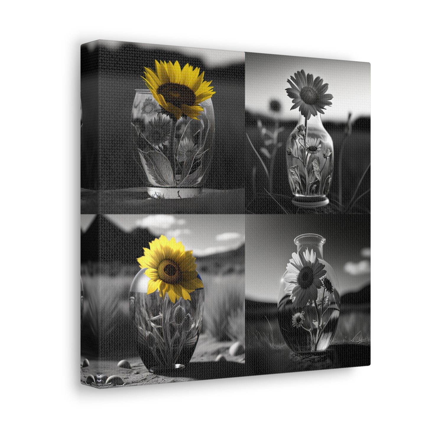 Canvas Gallery Wraps Yellw Sunflower in a vase 5
