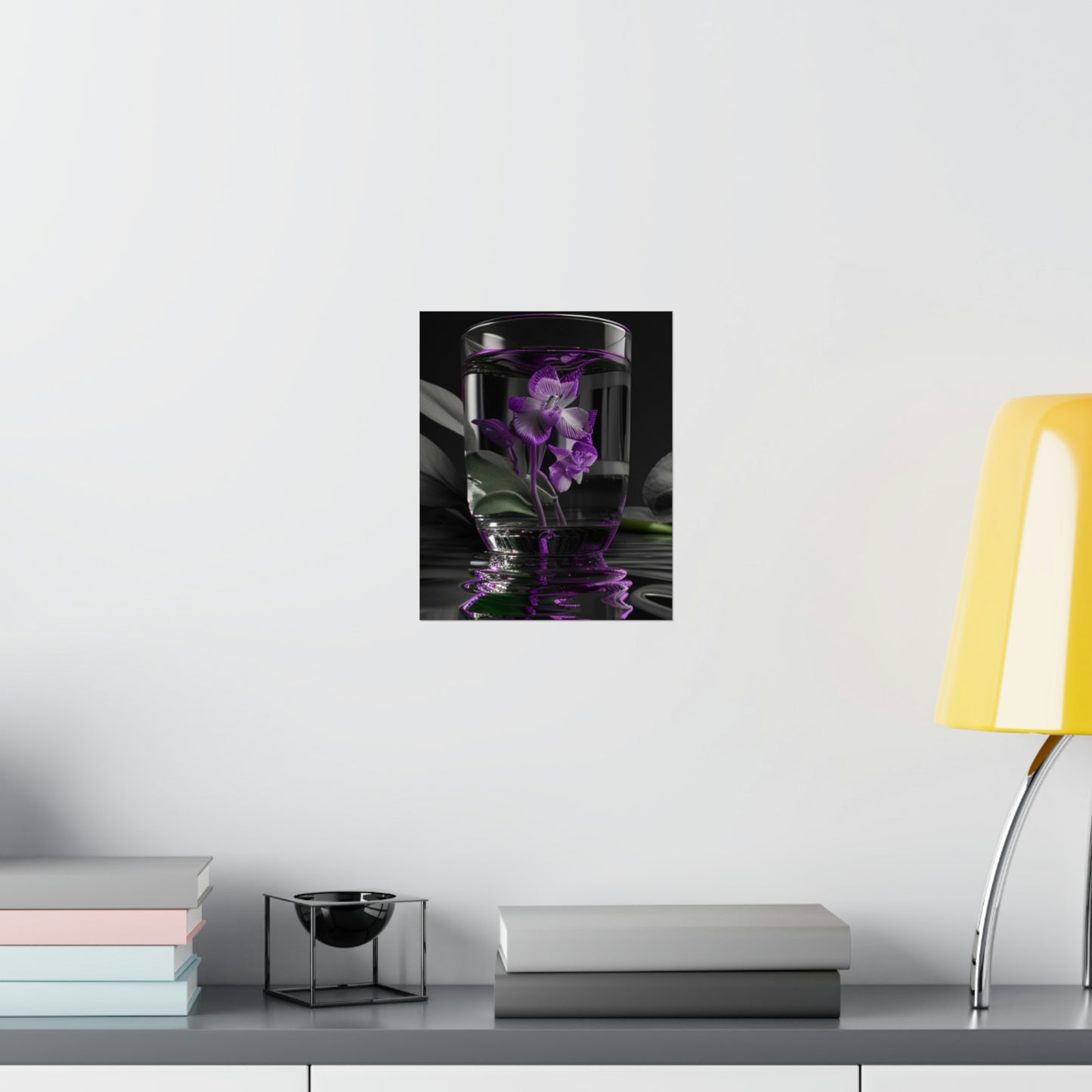 Premium Matte Vertical Posters Purple Orchid Glass vase 1