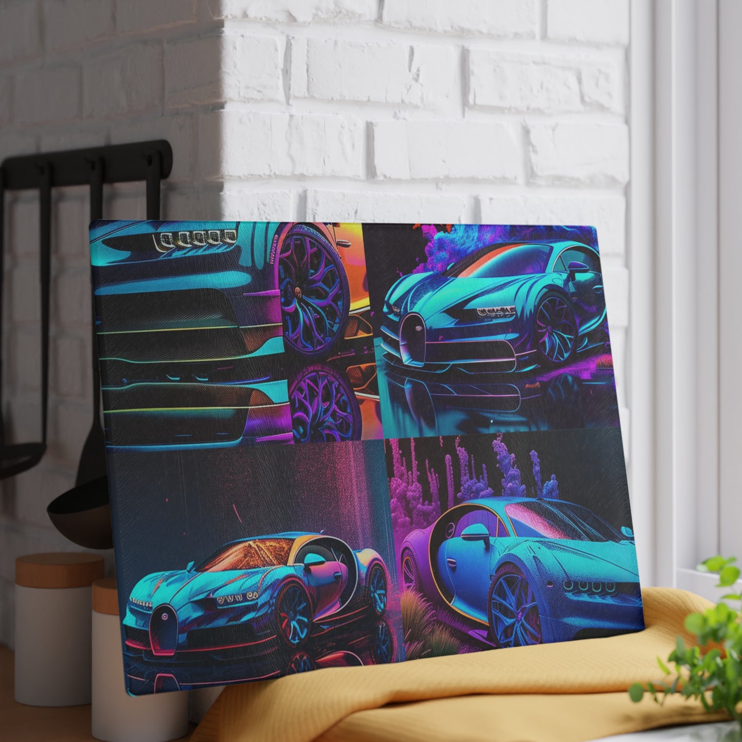 Glass Cutting Board Bugatti Neon Chiron 5