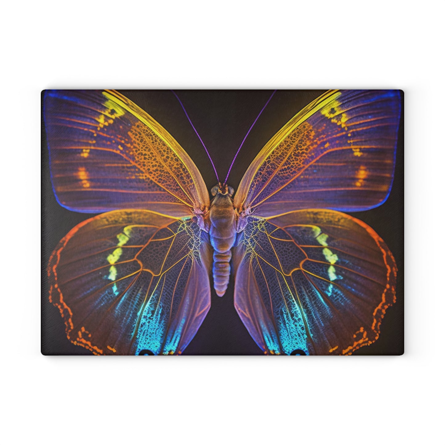 Glass Cutting Board Neon Butterfly Flair 2