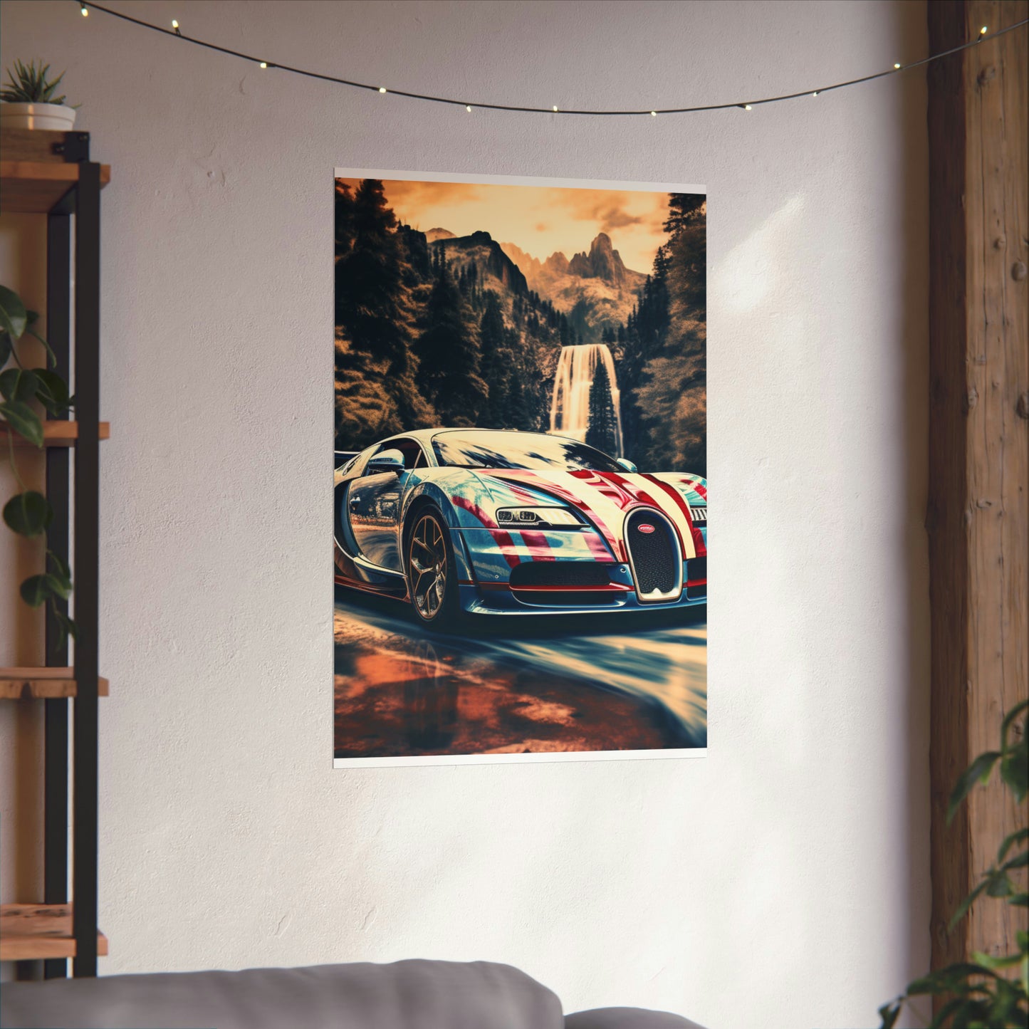 Premium Matte Vertical Posters Bugatti Waterfall 1