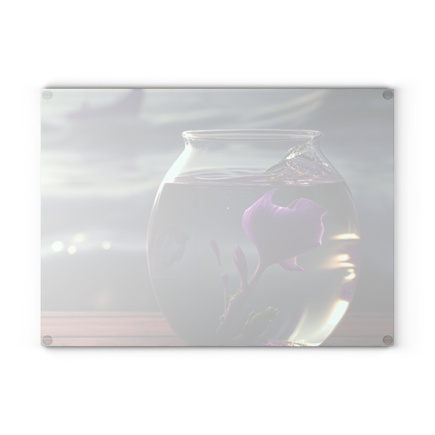 Glass Cutting Board Purple Sweet pea in a vase 1