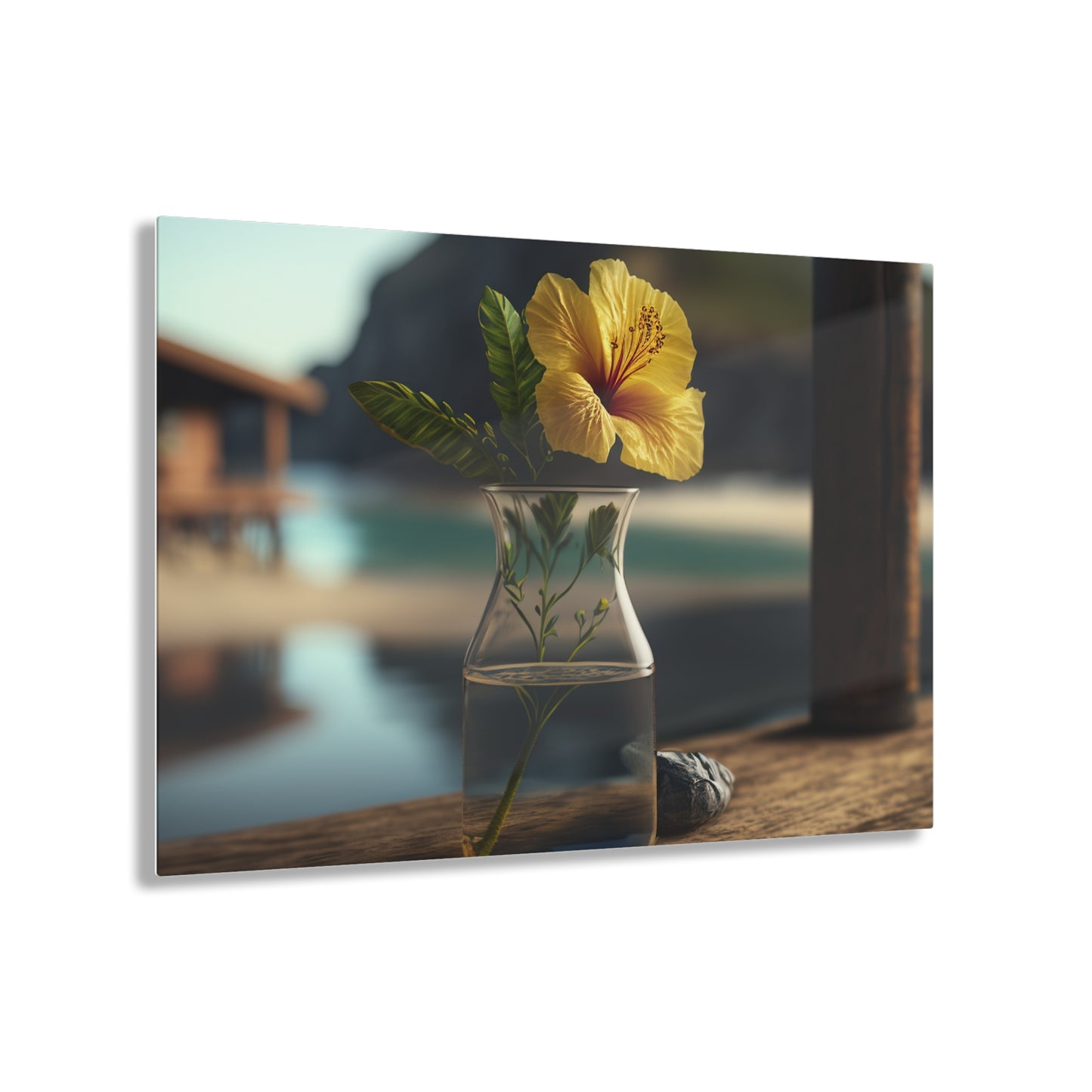 Acrylic Prints Yellow Hibiscus Wood 4