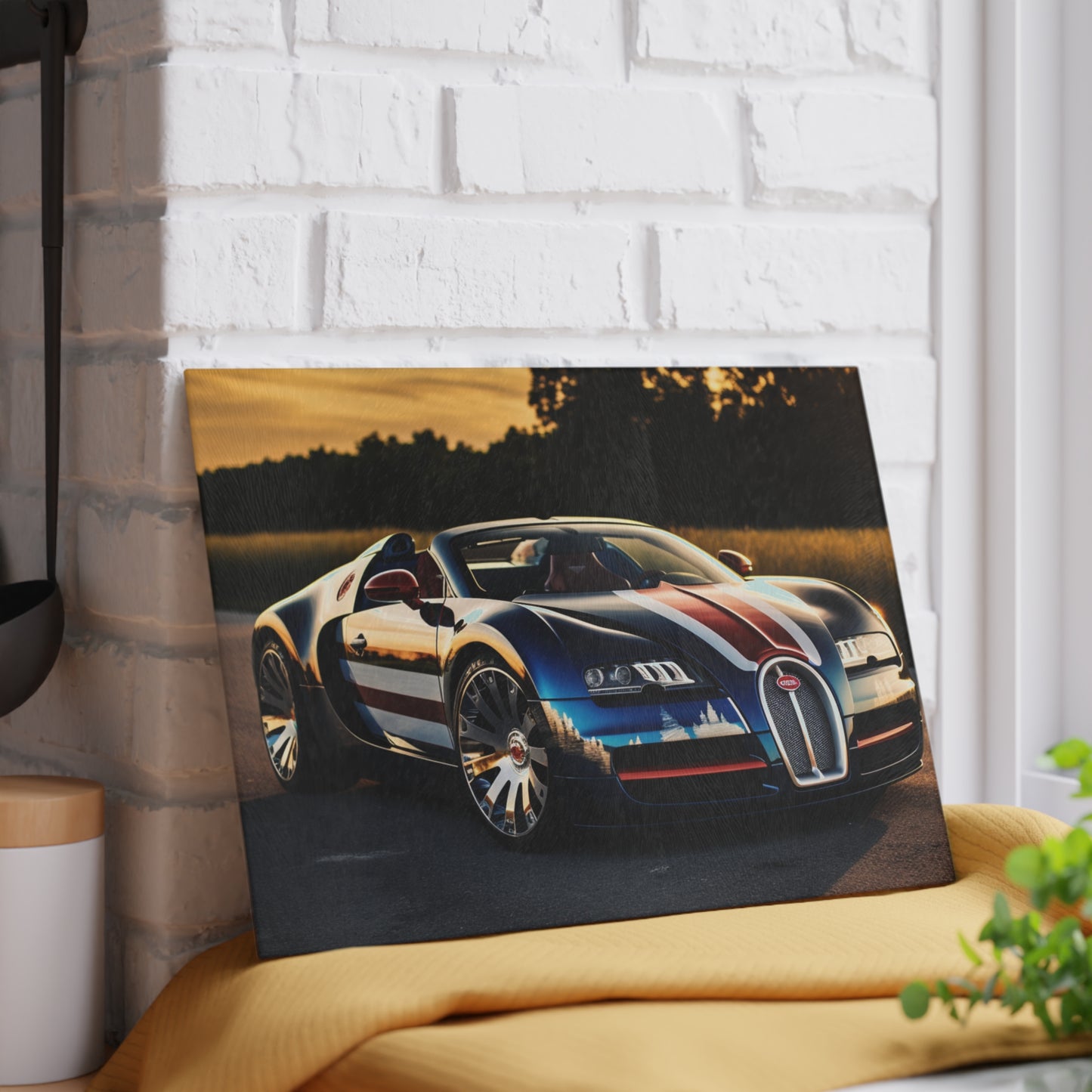 Glass Cutting Board Bugatti Flag American 3