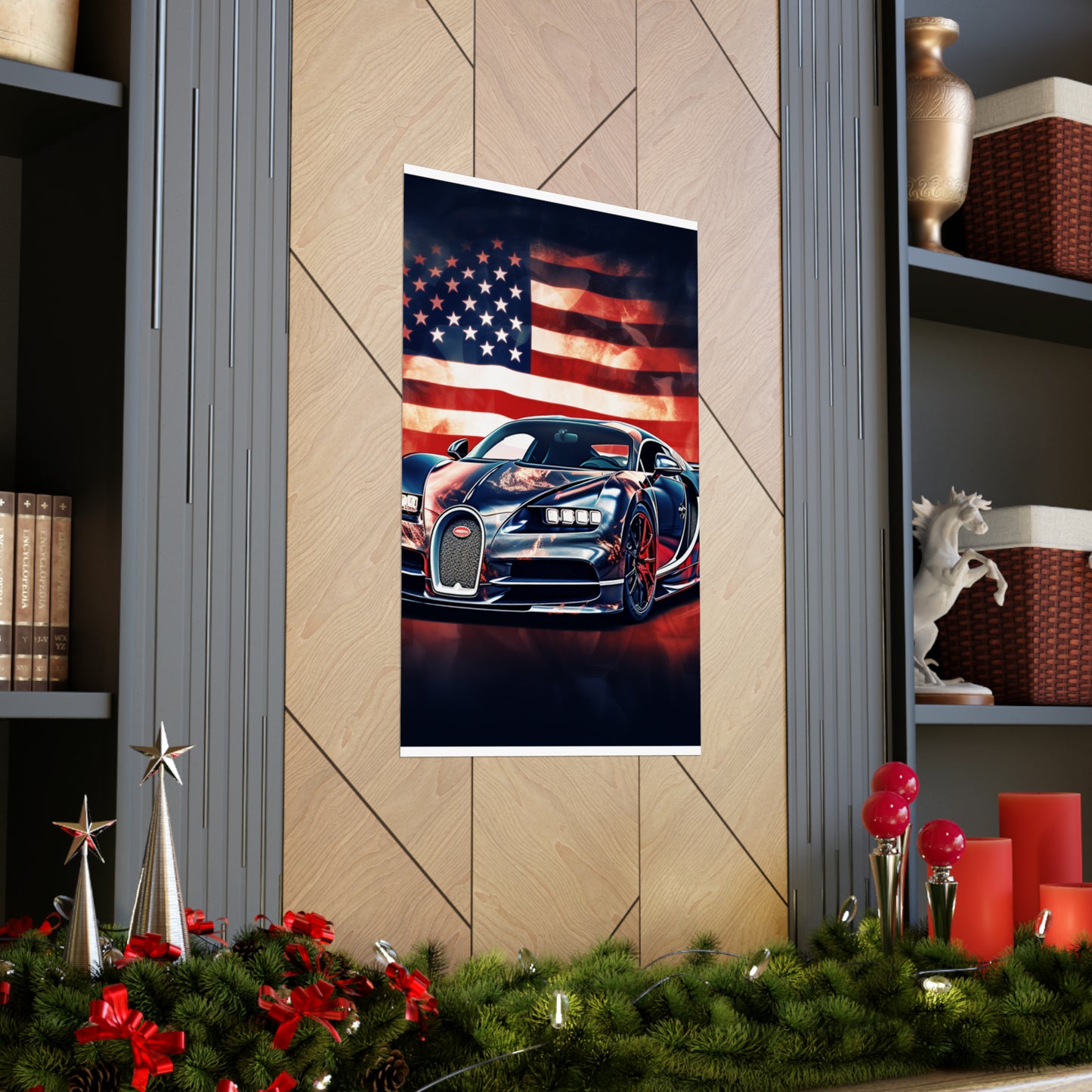 Premium Matte Vertical Posters Abstract American Flag Background Bugatti 4