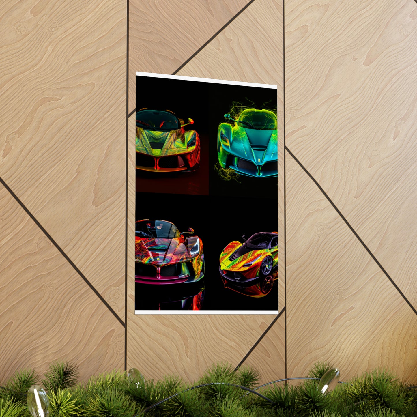 Premium Matte Vertical Posters Ferrari Neon 5