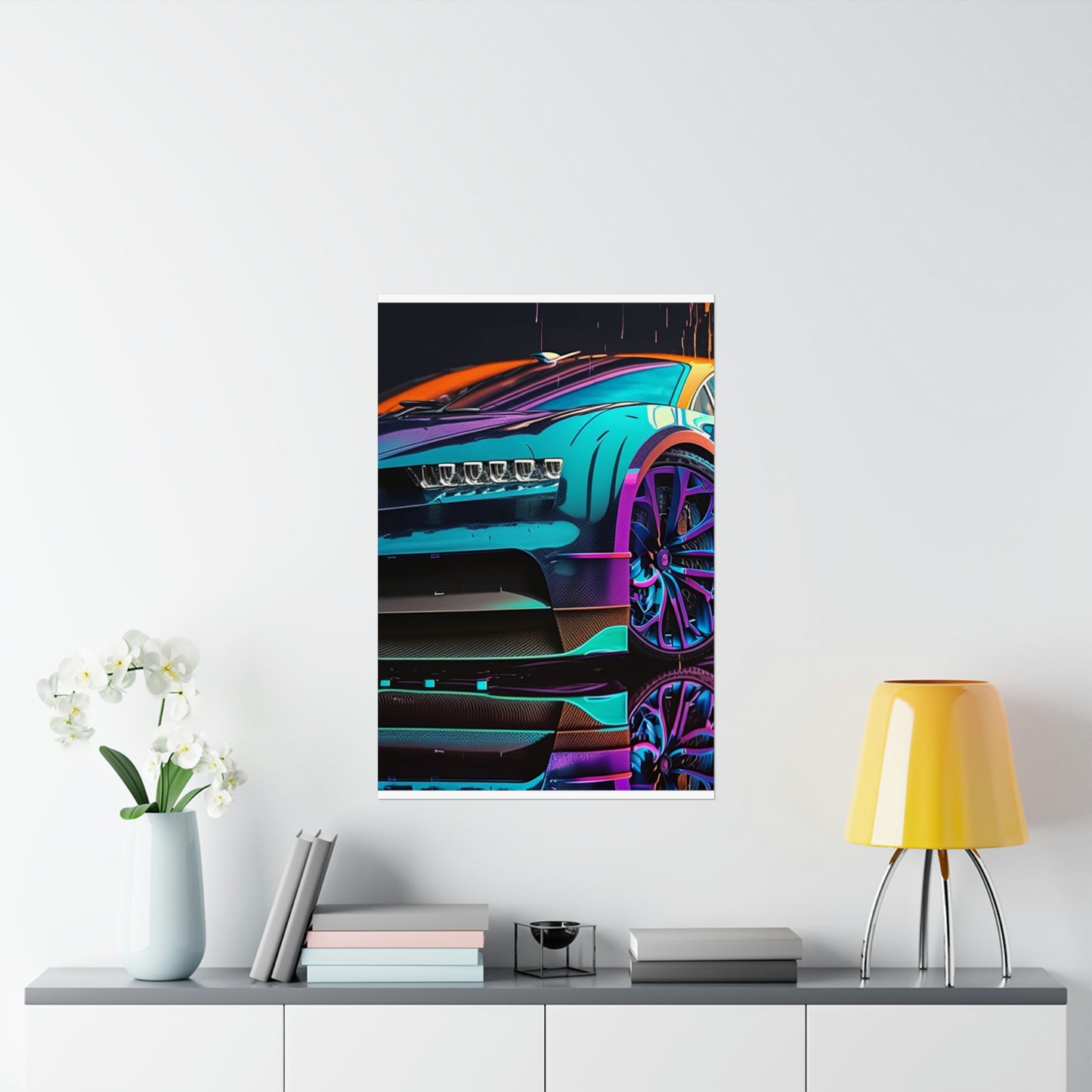 Premium Matte Vertical Posters Bugatti Neon Chiron 1