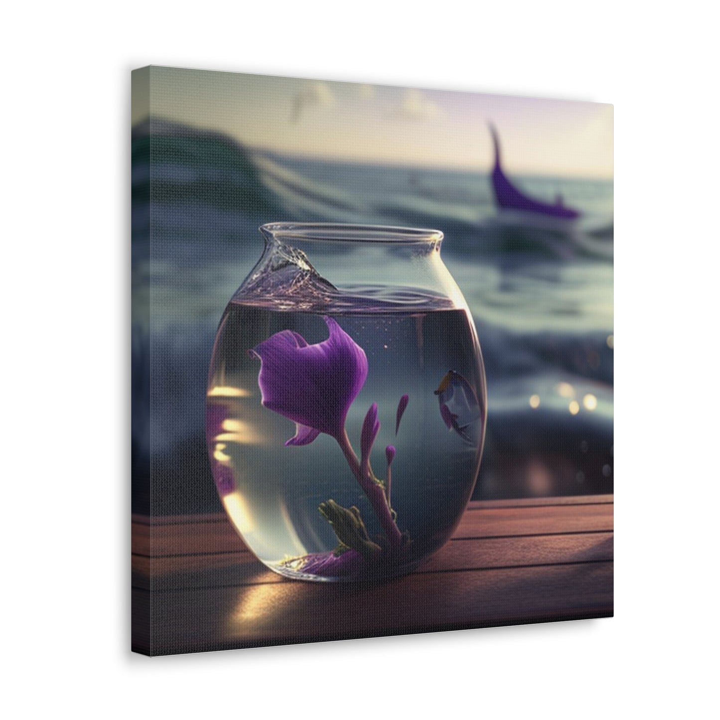 Canvas Gallery Wraps Purple Sweet pea in a vase 1