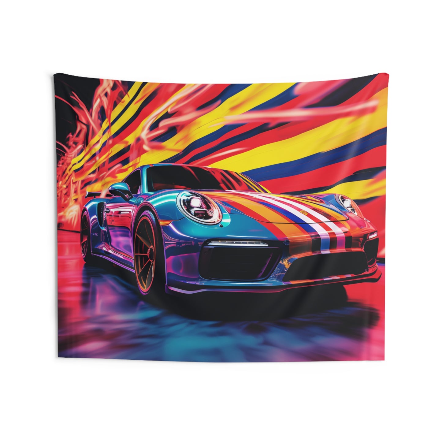 Indoor Wall Tapestries Macro American Flag Porsche 2