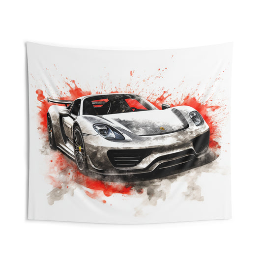 Indoor Wall Tapestries 918 Spyder white background driving fast with water splashing 4