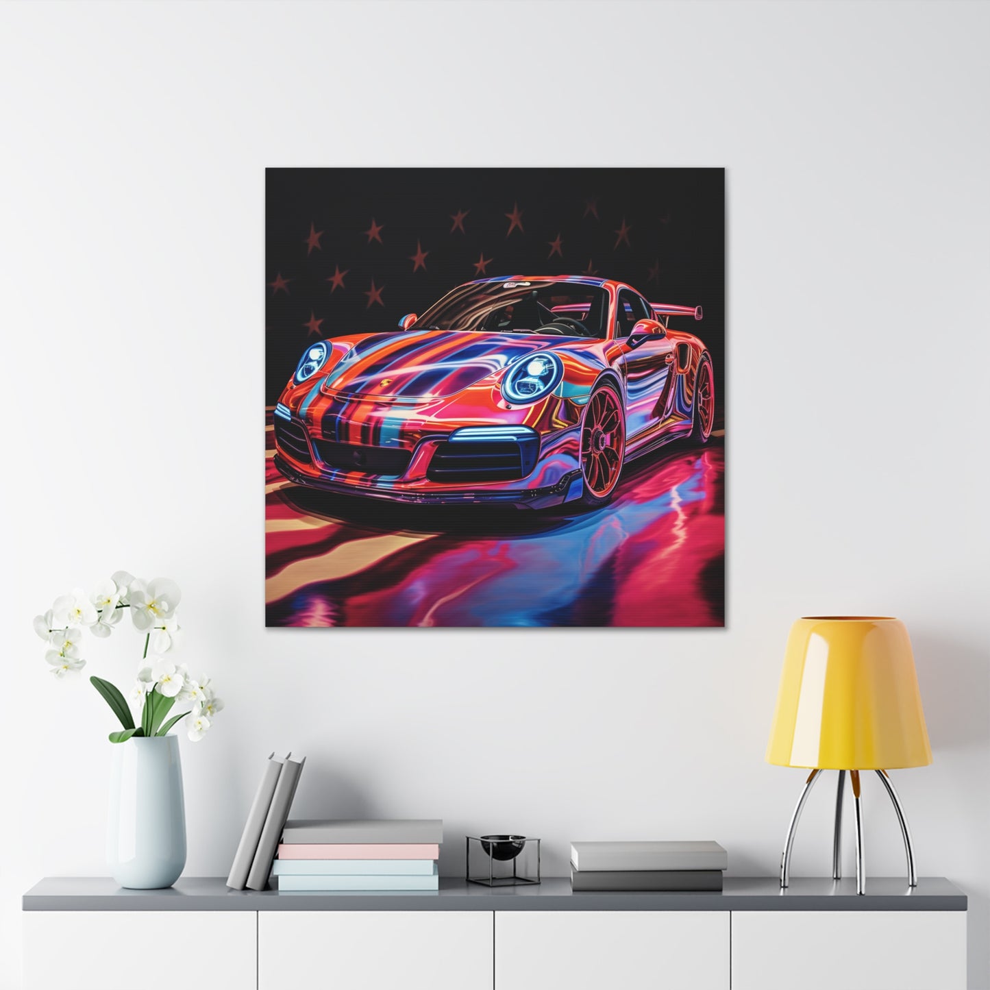 Canvas Gallery Wraps Macro American Flag Porsche 4