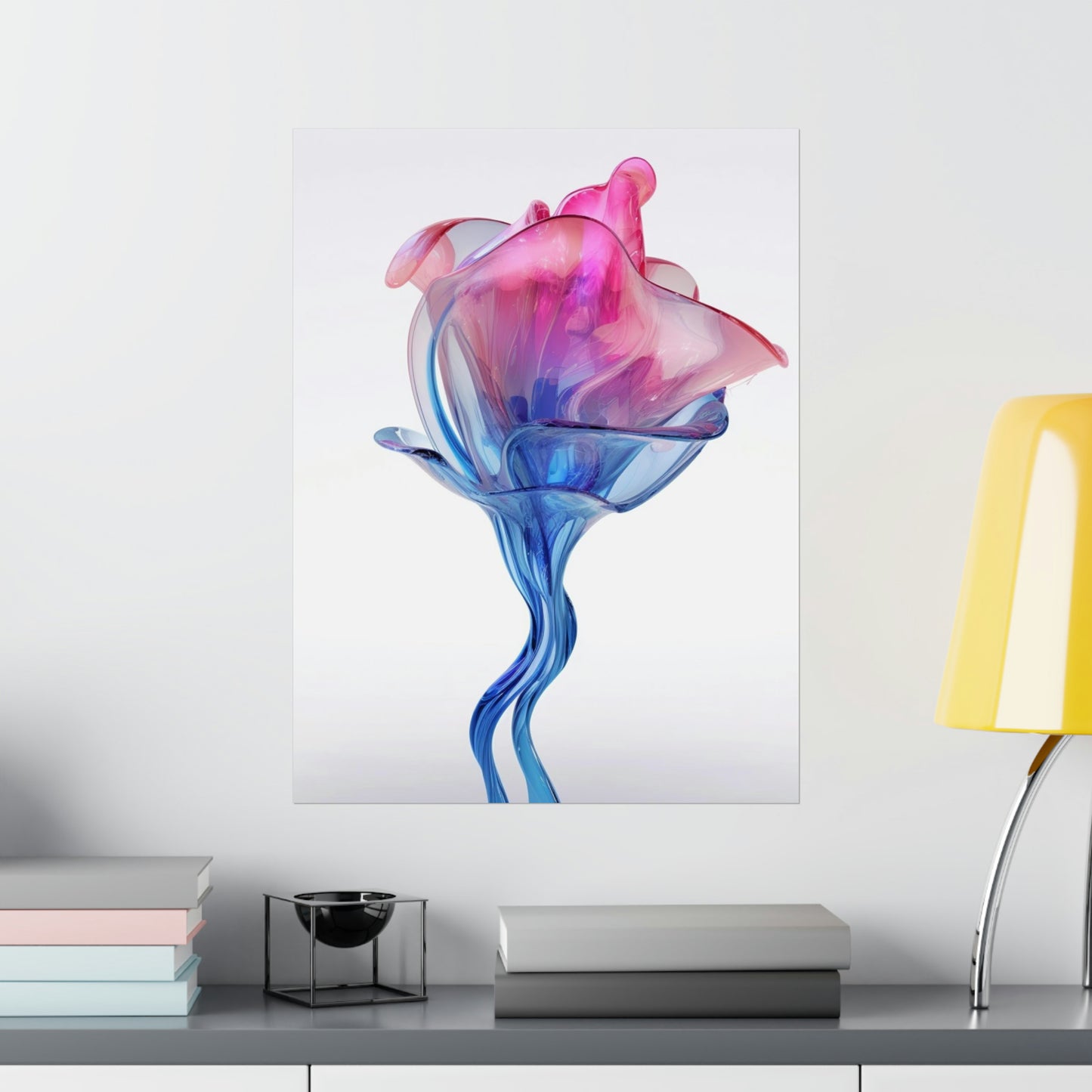 Premium Matte Vertical Posters Pink & Blue Tulip Rose 4