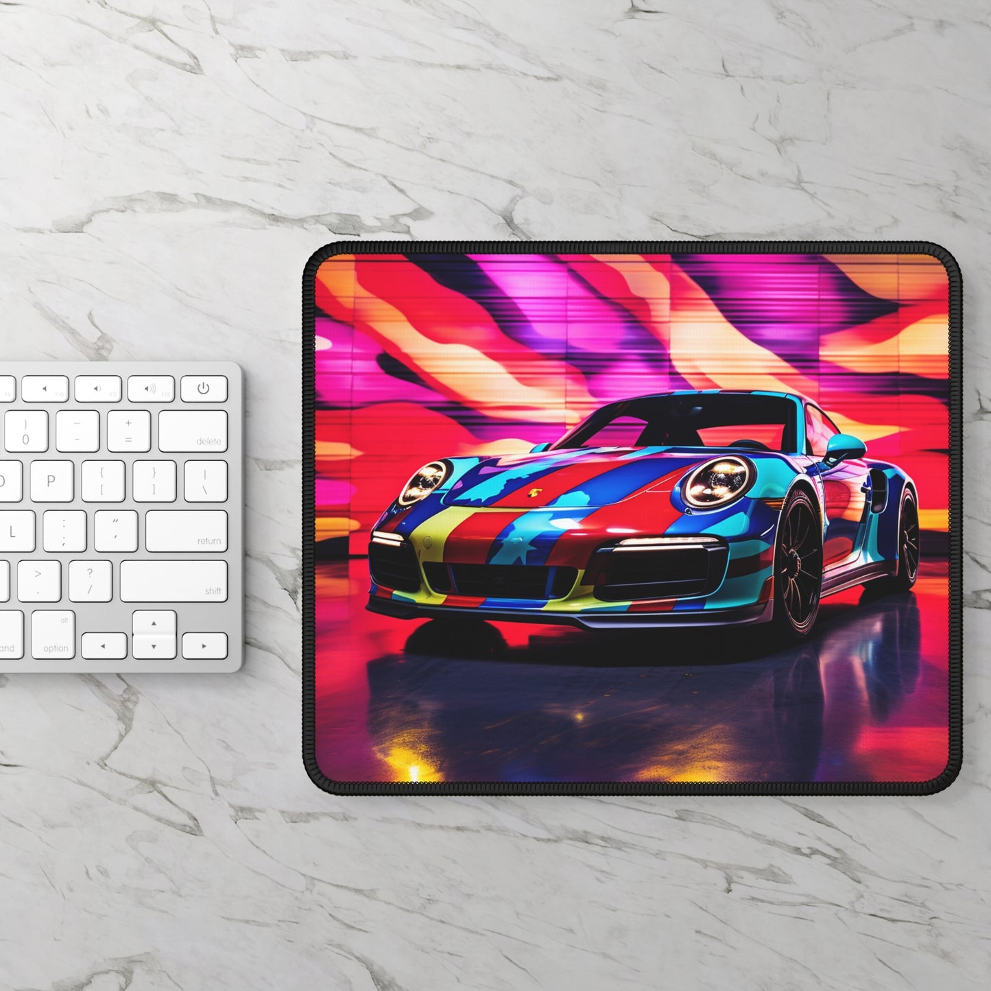 Gaming Mouse Pad  Macro American Flag Porsche 1