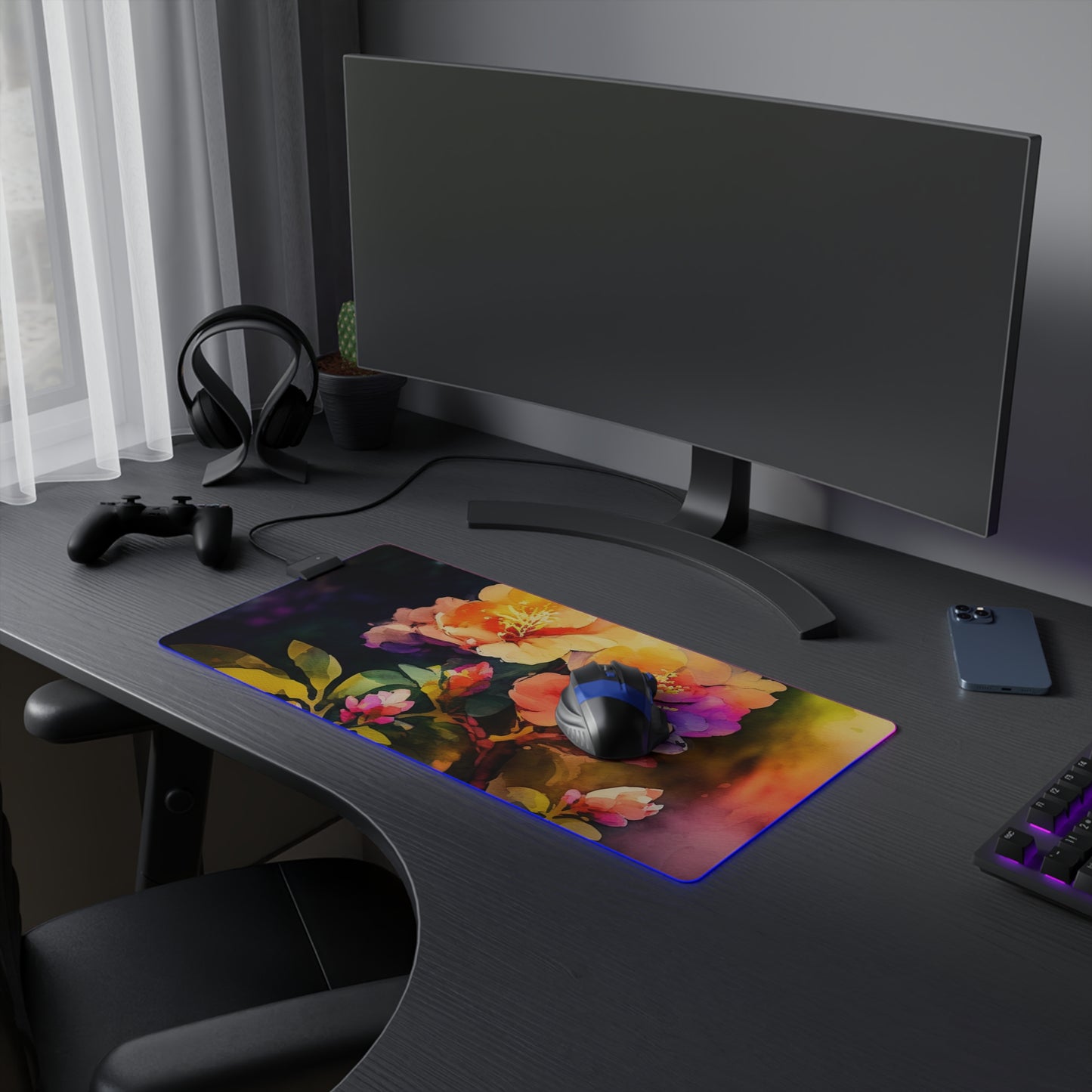 LED Gaming Mouse Pad Bright Spring Flowers 2