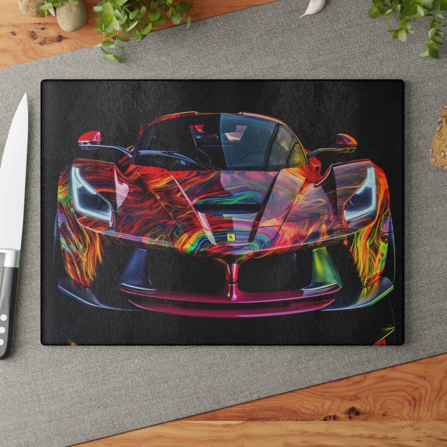 Glass Cutting Board Ferrari Neon 3