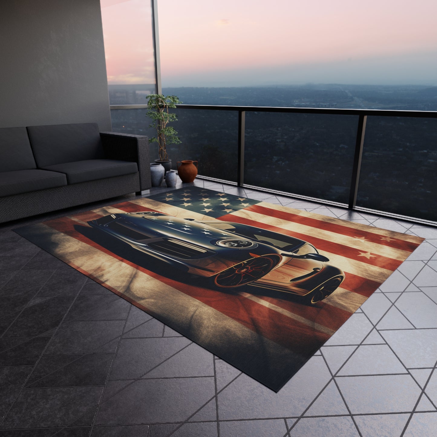 Outdoor Rug  Abstract American Flag Background Porsche 3