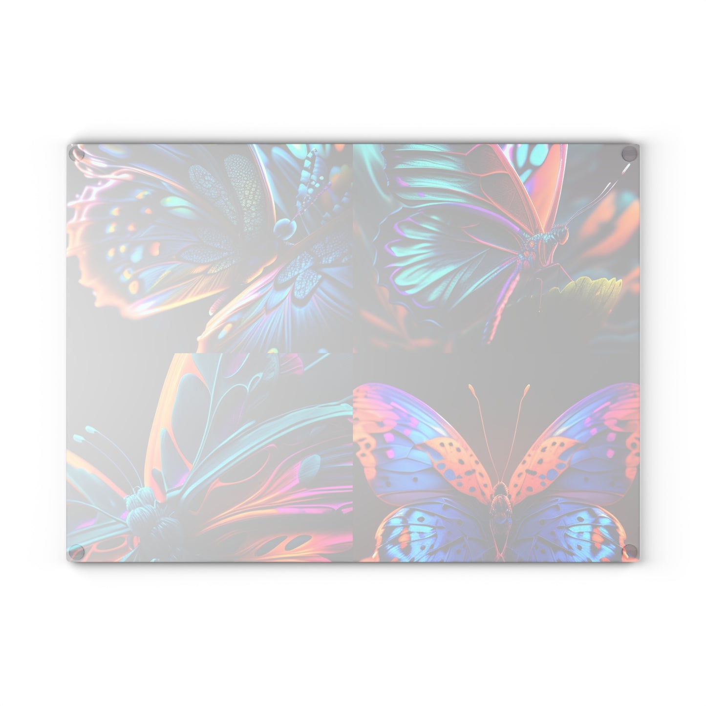 Glass Cutting Board Neon Butterfly Macro 5