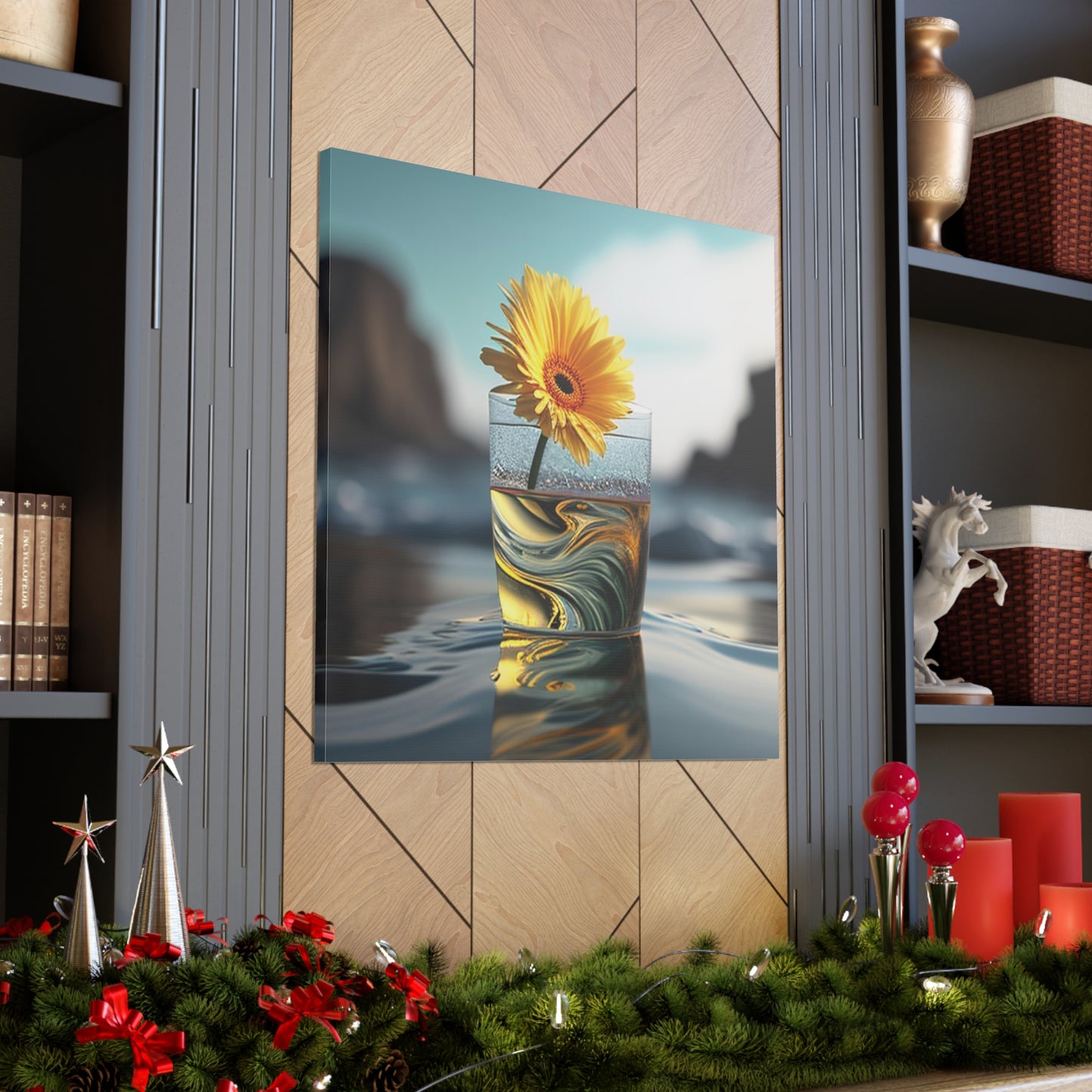 Canvas Gallery Wraps yello Gerbera glass 2