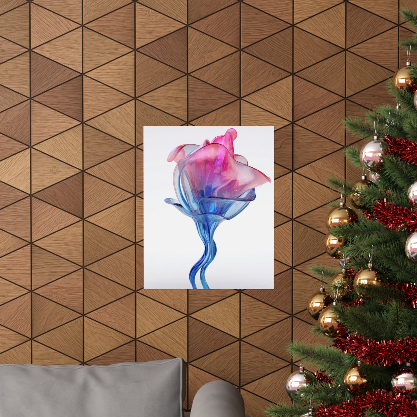 Premium Matte Vertical Posters Pink & Blue Tulip Rose 4