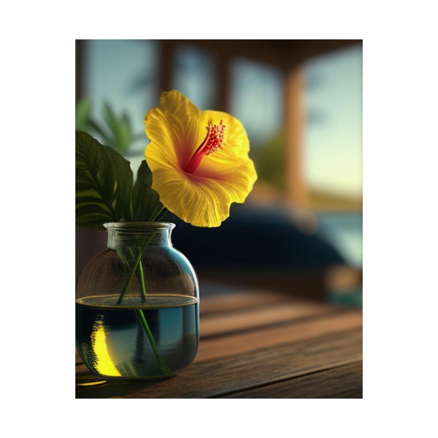 Premium Matte Vertical Posters Yellow Hibiscus Wood 2