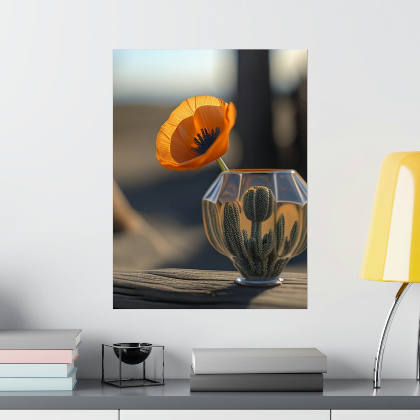 Premium Matte Vertical Posters Orange Poppy in a Vase 2