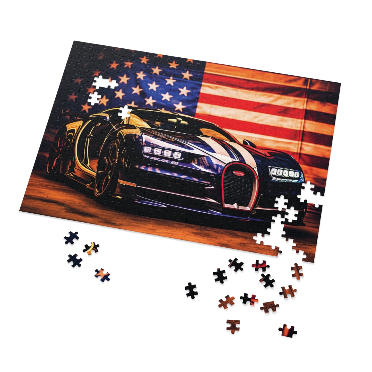 Jigsaw Puzzle (30, 110, 252, 500,1000-Piece) Macro Bugatti American Flag 4