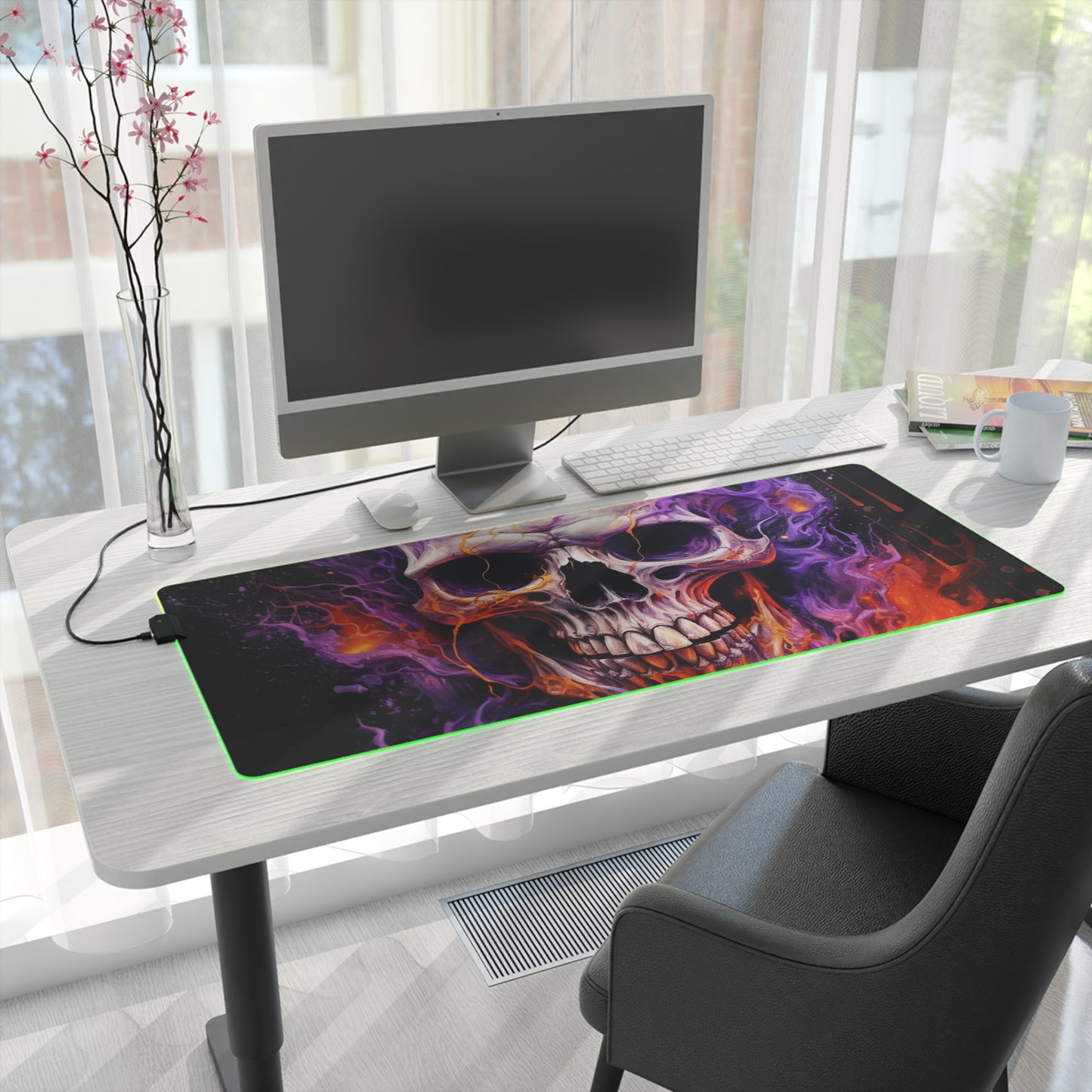 LED Gaming Mouse Pad Skull Flames 2