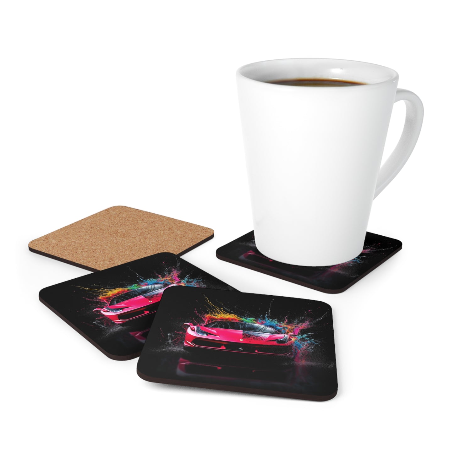 Corkwood Coaster Set Ferrari Water Splash 2