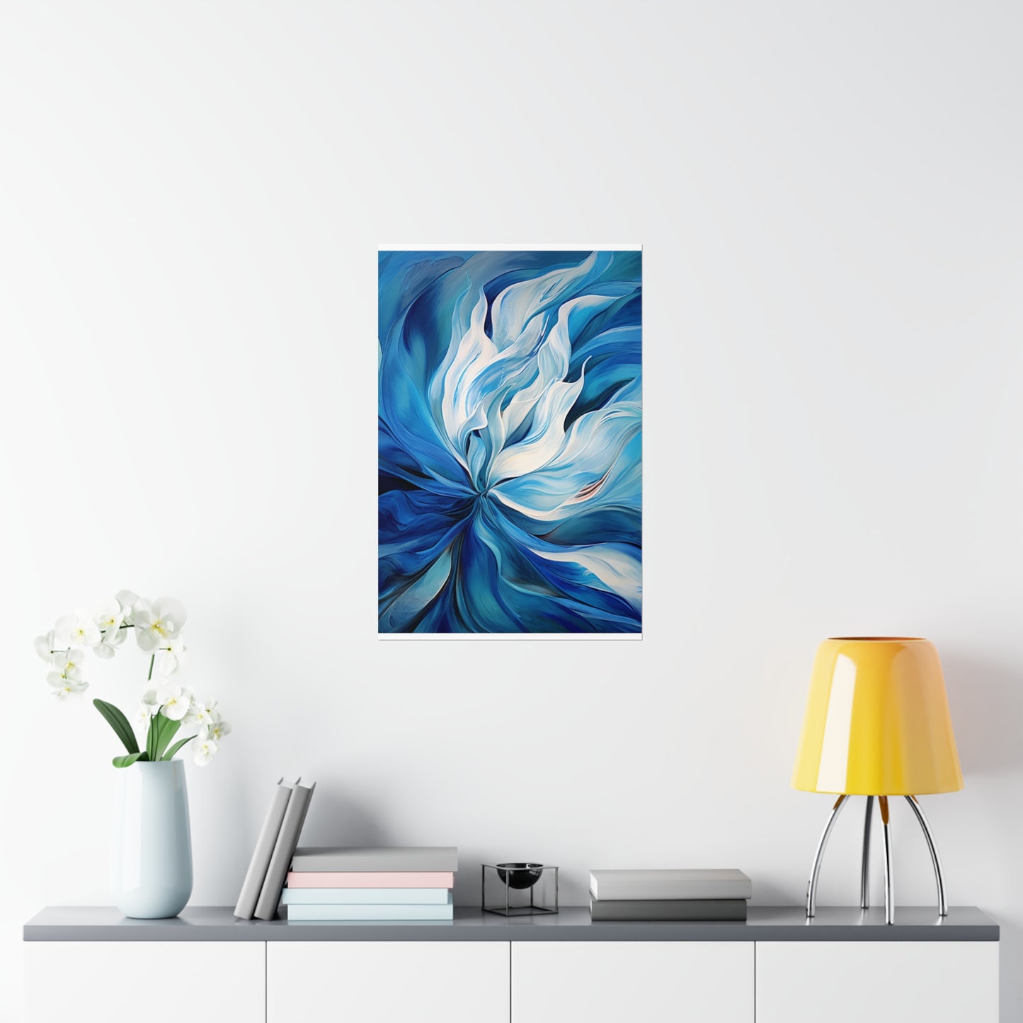 Premium Matte Vertical Posters Blue Tluip Abstract 1