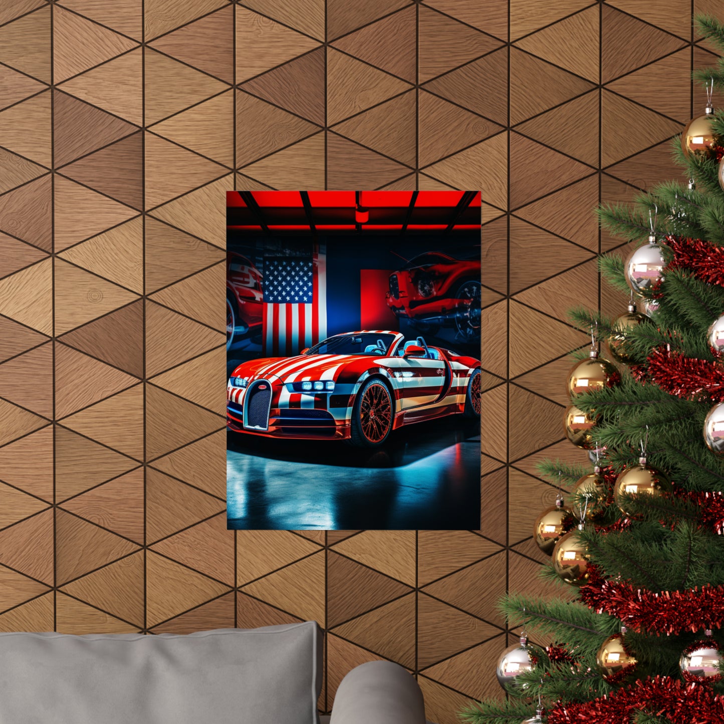 Premium Matte Vertical Posters Macro Bugatti American Flag 2