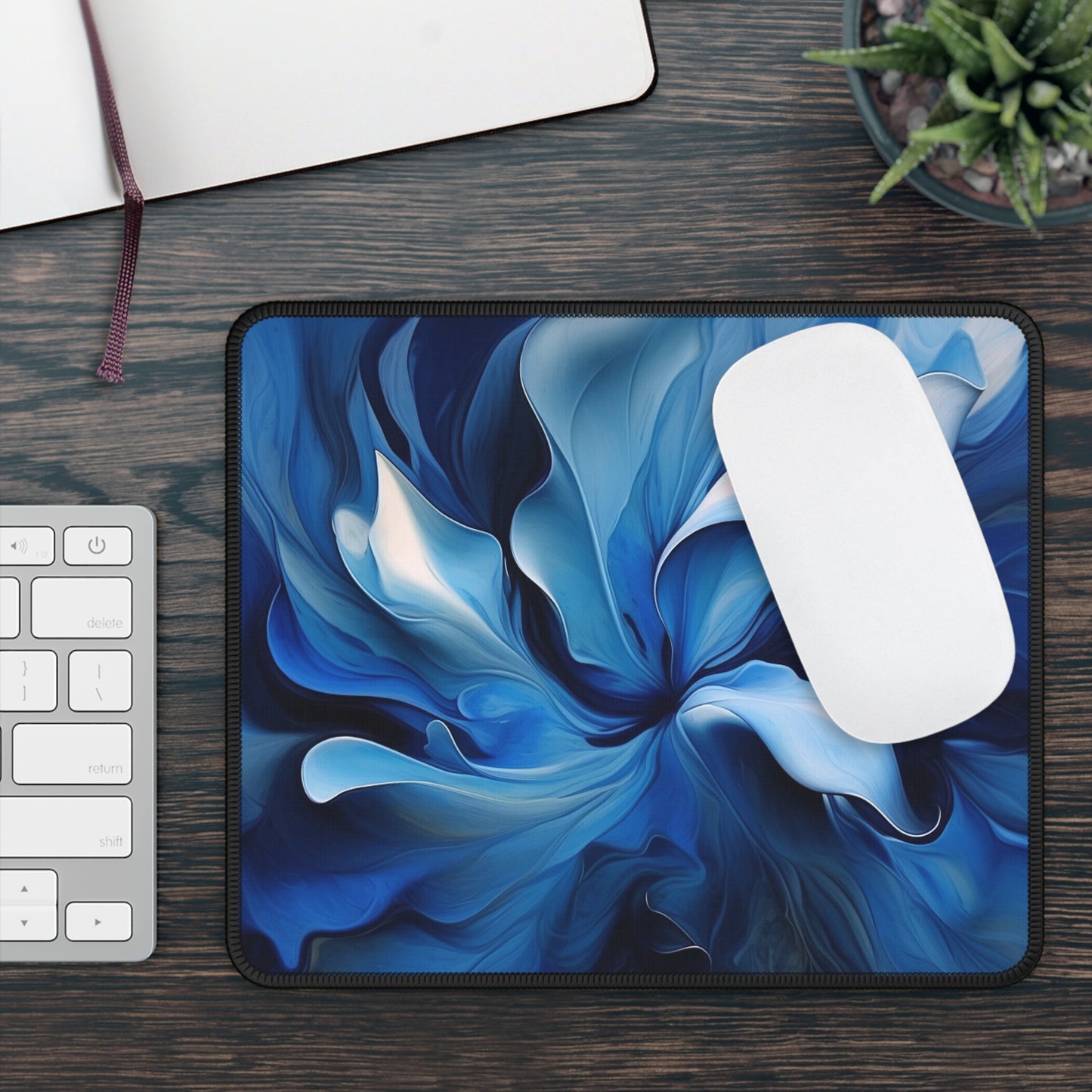 Gaming Mouse Pad  Abstract Blue Tulip 4