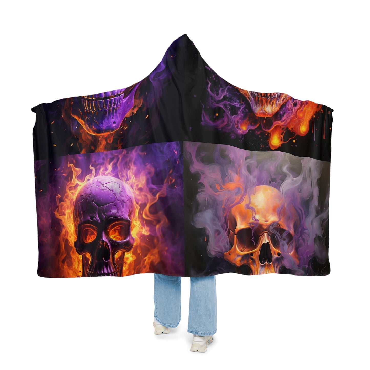 Snuggle Hooded Blanket Skull Flames 5
