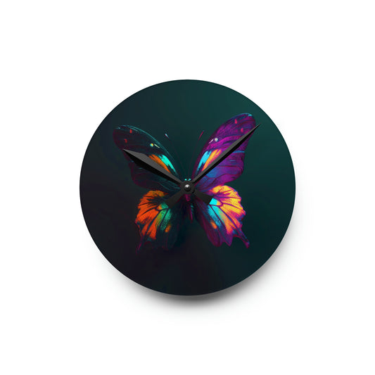 Acrylic Wall Clock Hyper Colorful Butterfly Purple 3
