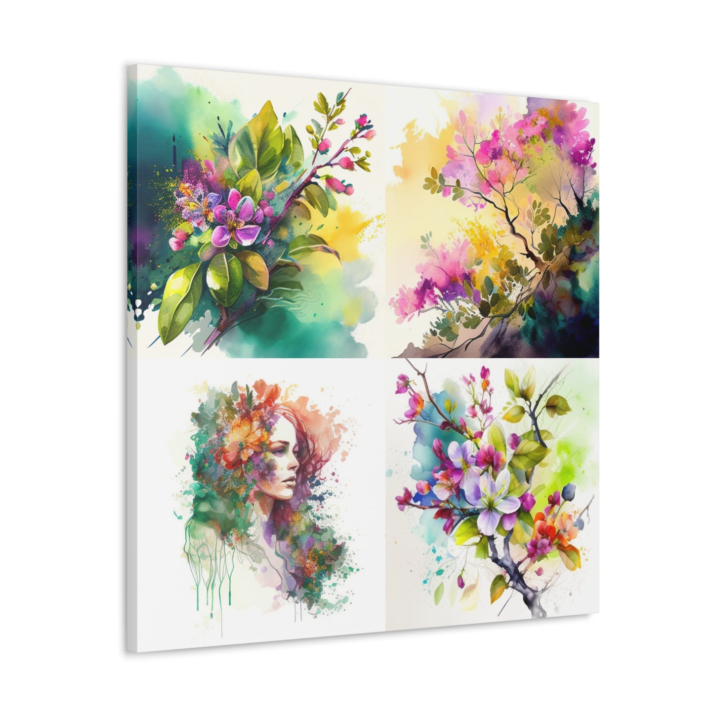 Canvas Gallery Wraps Mother Nature Bright Spring Colors Realistic Watercolor 5