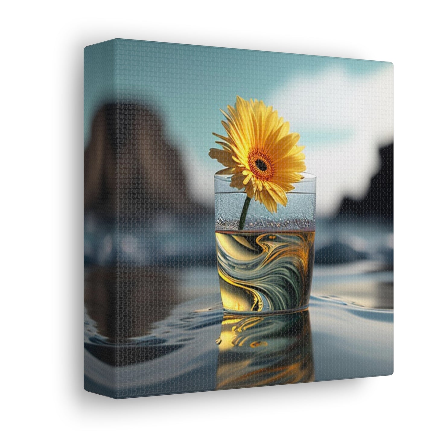 Canvas Gallery Wraps yello Gerbera glass 2