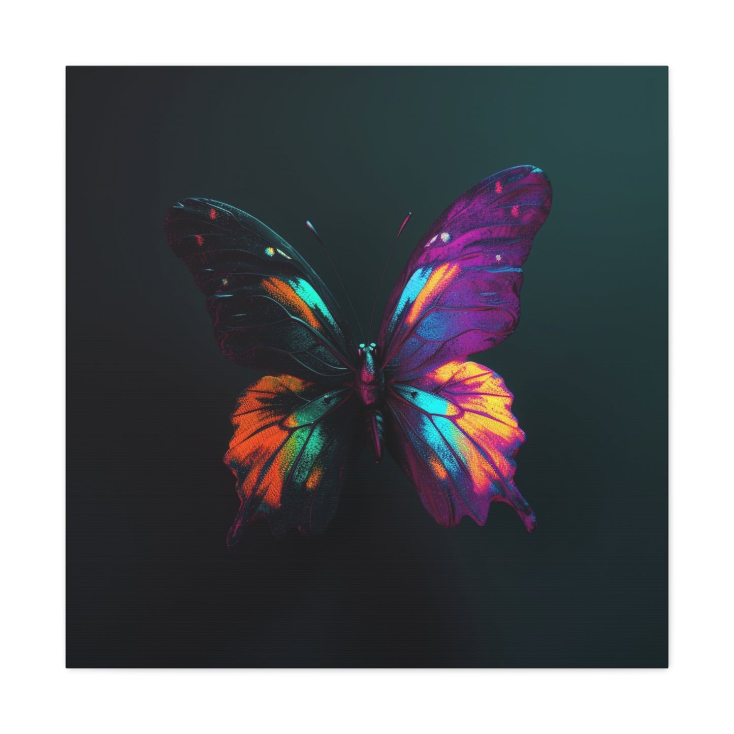 Canvas Gallery Wraps Hyper Colorful Butterfly Purple 3