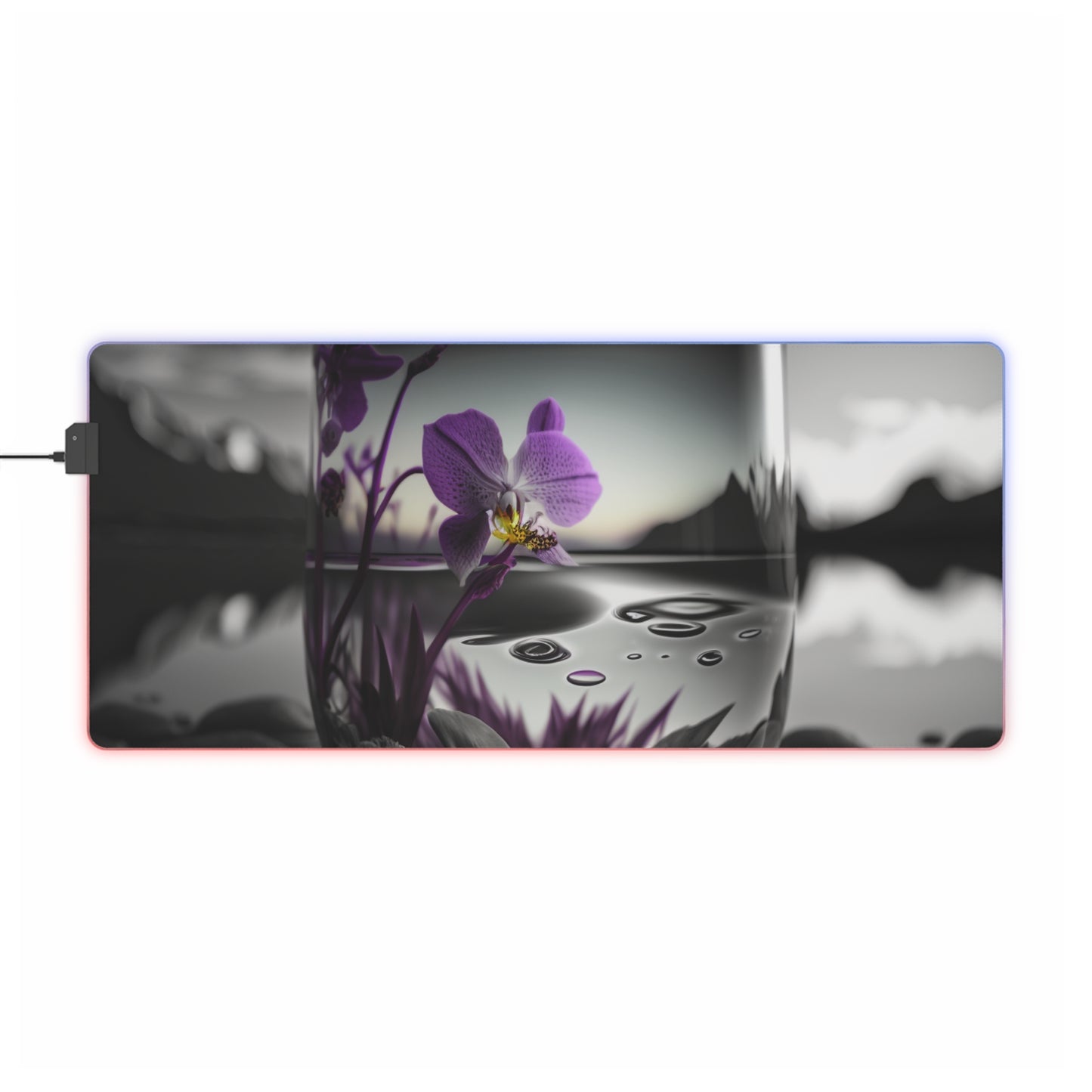 LED Gaming Mouse Pad Purple Orchid Glass vase 2