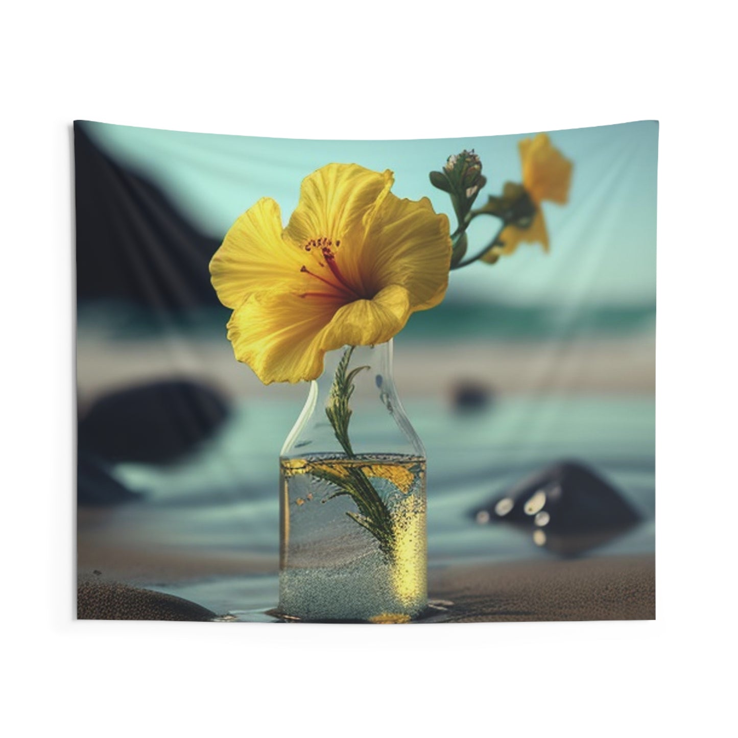 Indoor Wall Tapestries Yellow Hibiscus glass 3