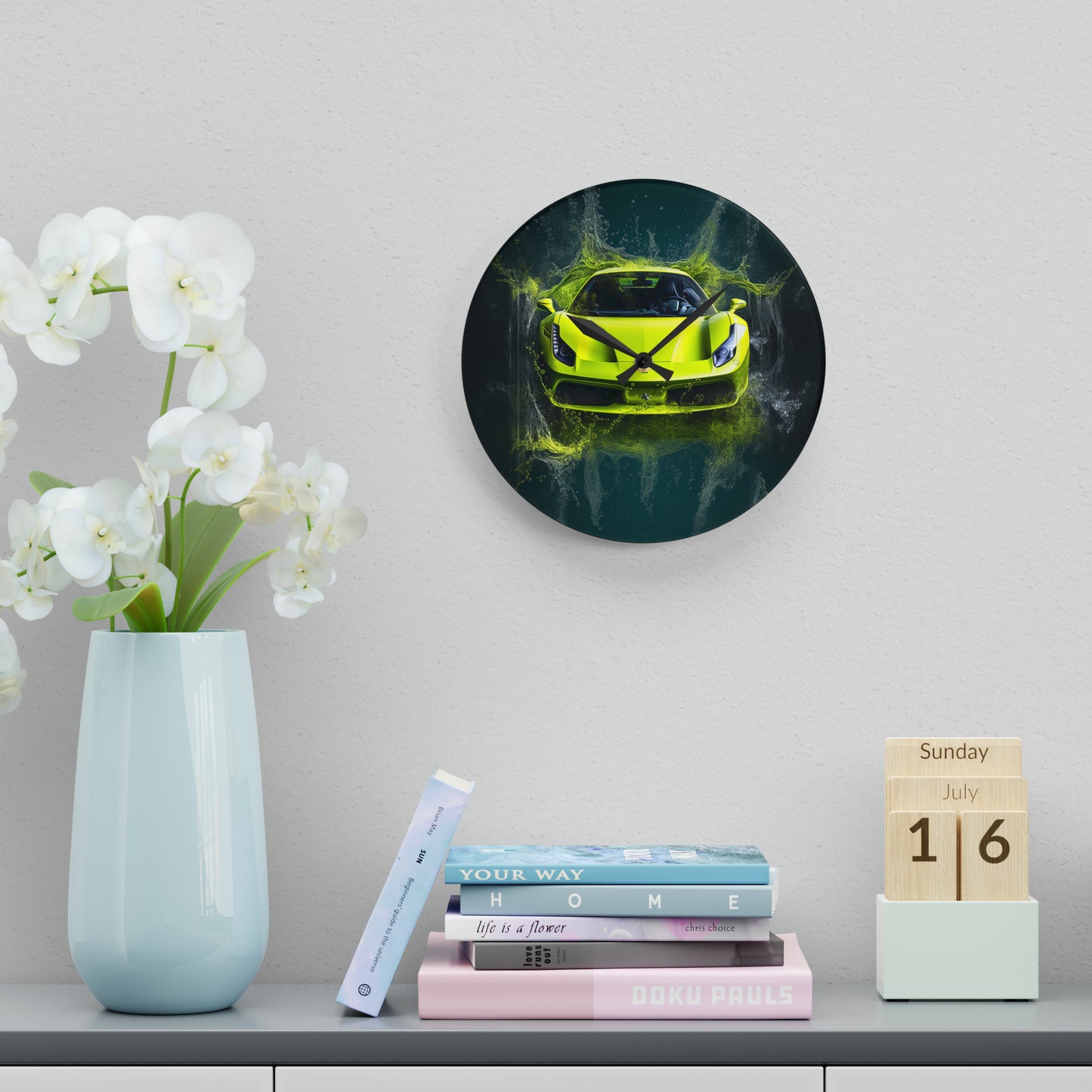 Acrylic Wall Clock Farrari Water 4