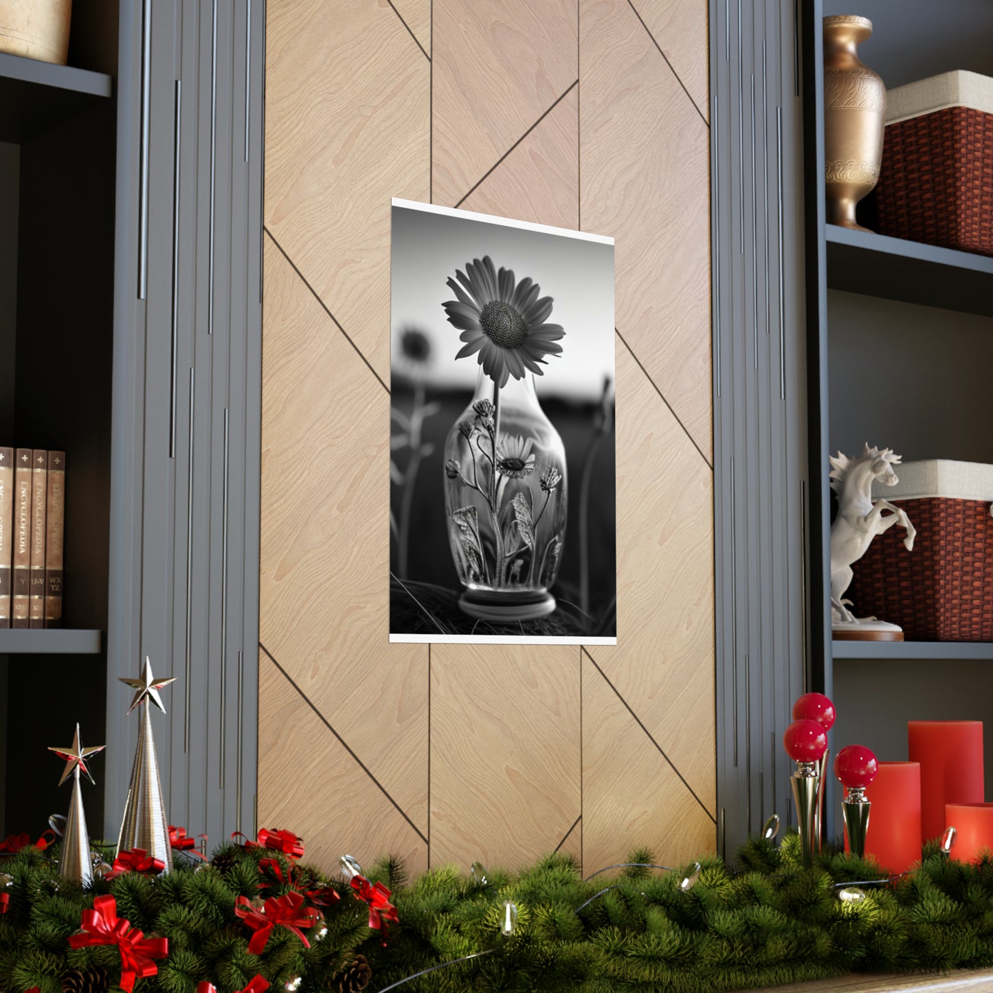 Premium Matte Vertical Posters Yellw Sunflower in a vase 2