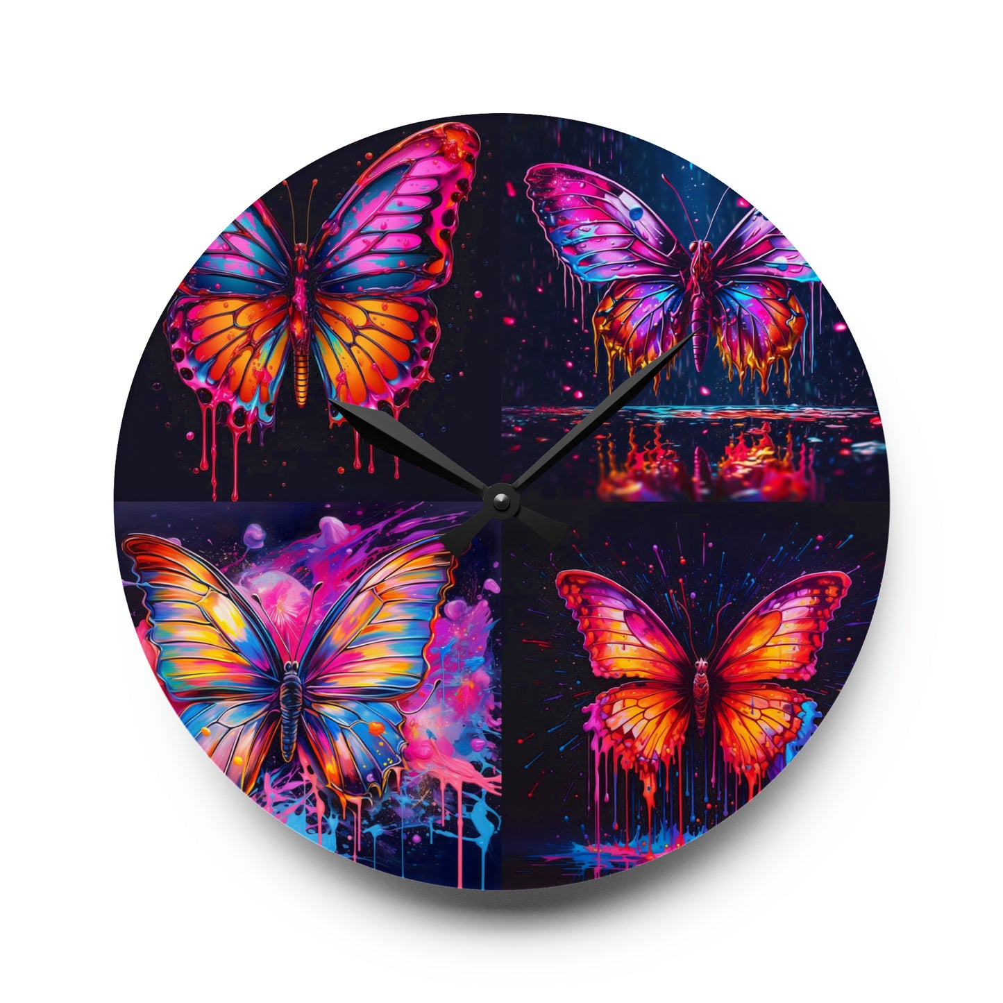 Acrylic Wall Clock Pink Butterfly Flair 5