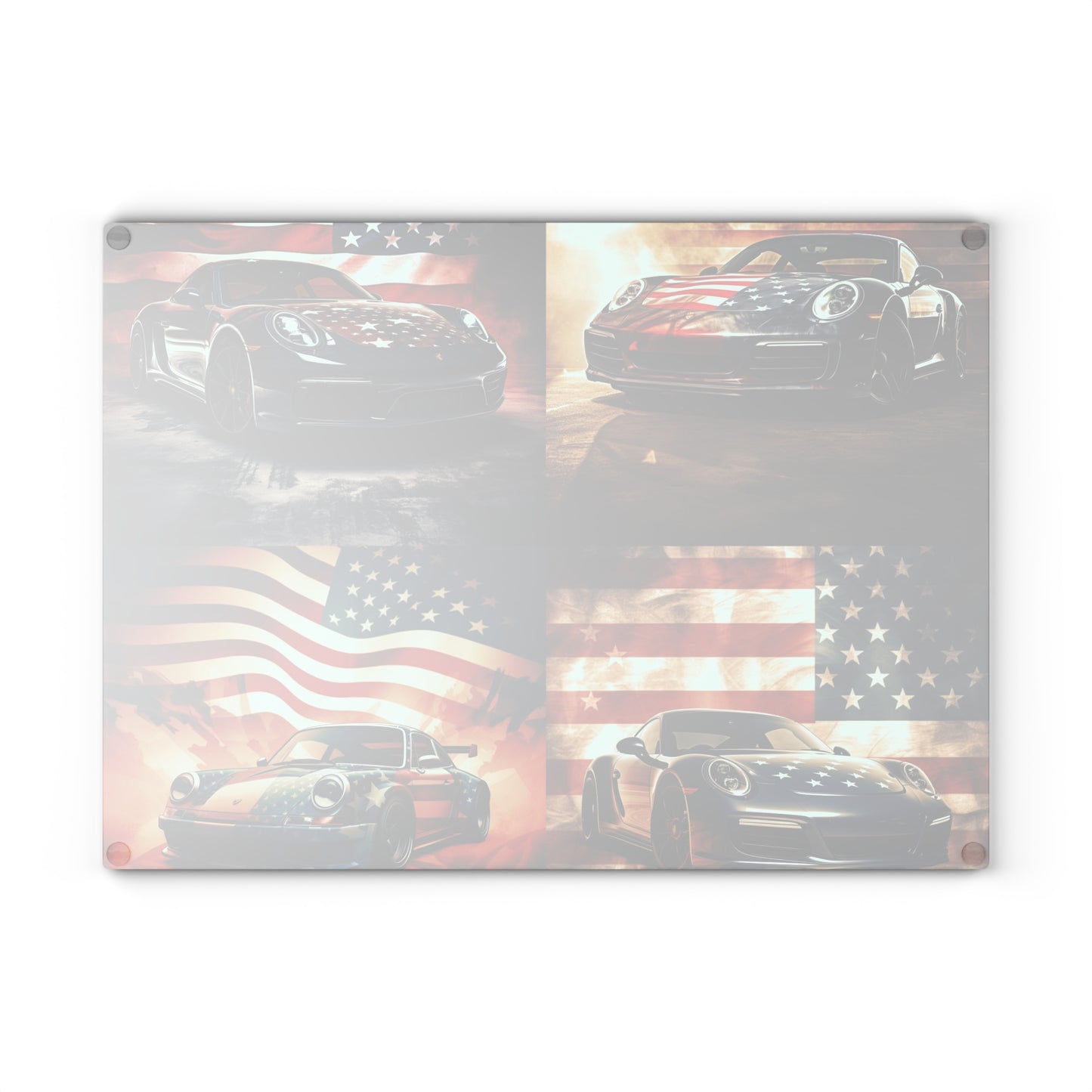 Glass Cutting Board Abstract American Flag Background Porsche 5