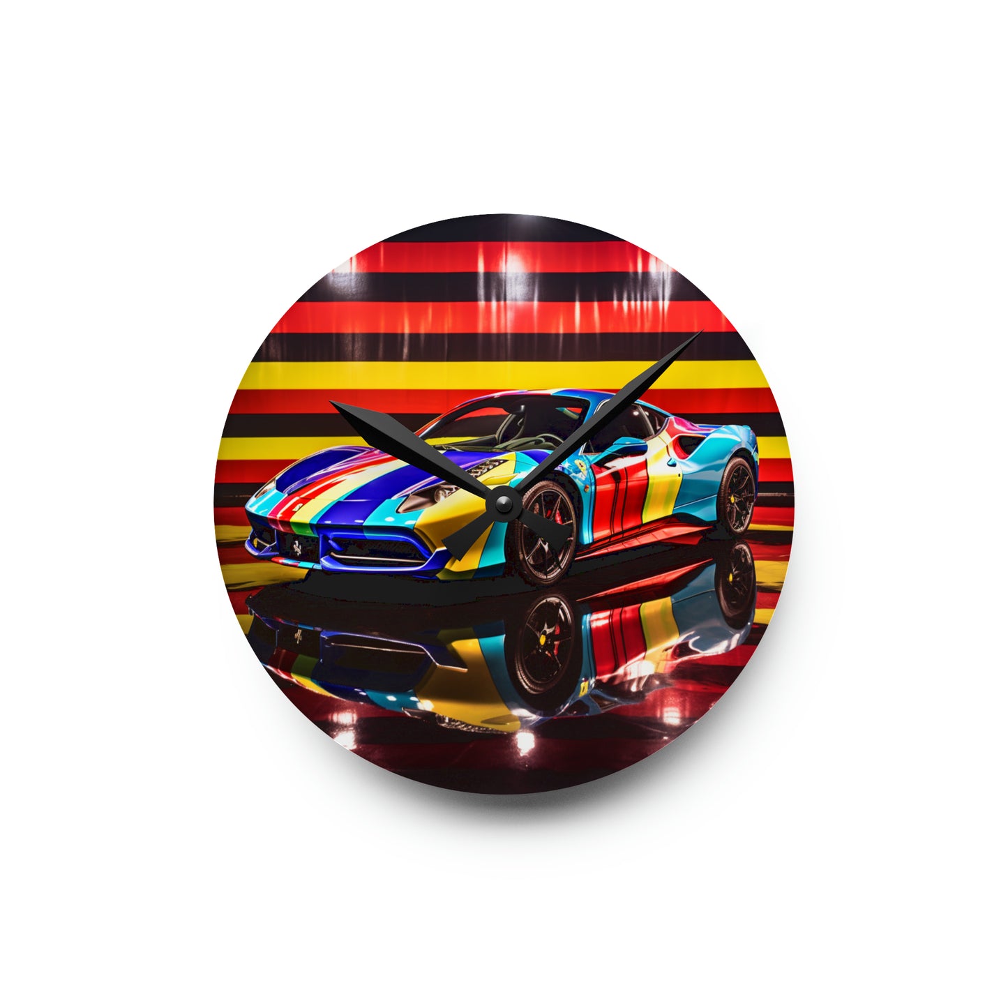 Acrylic Wall Clock Hyper Colorfull Ferrari 2