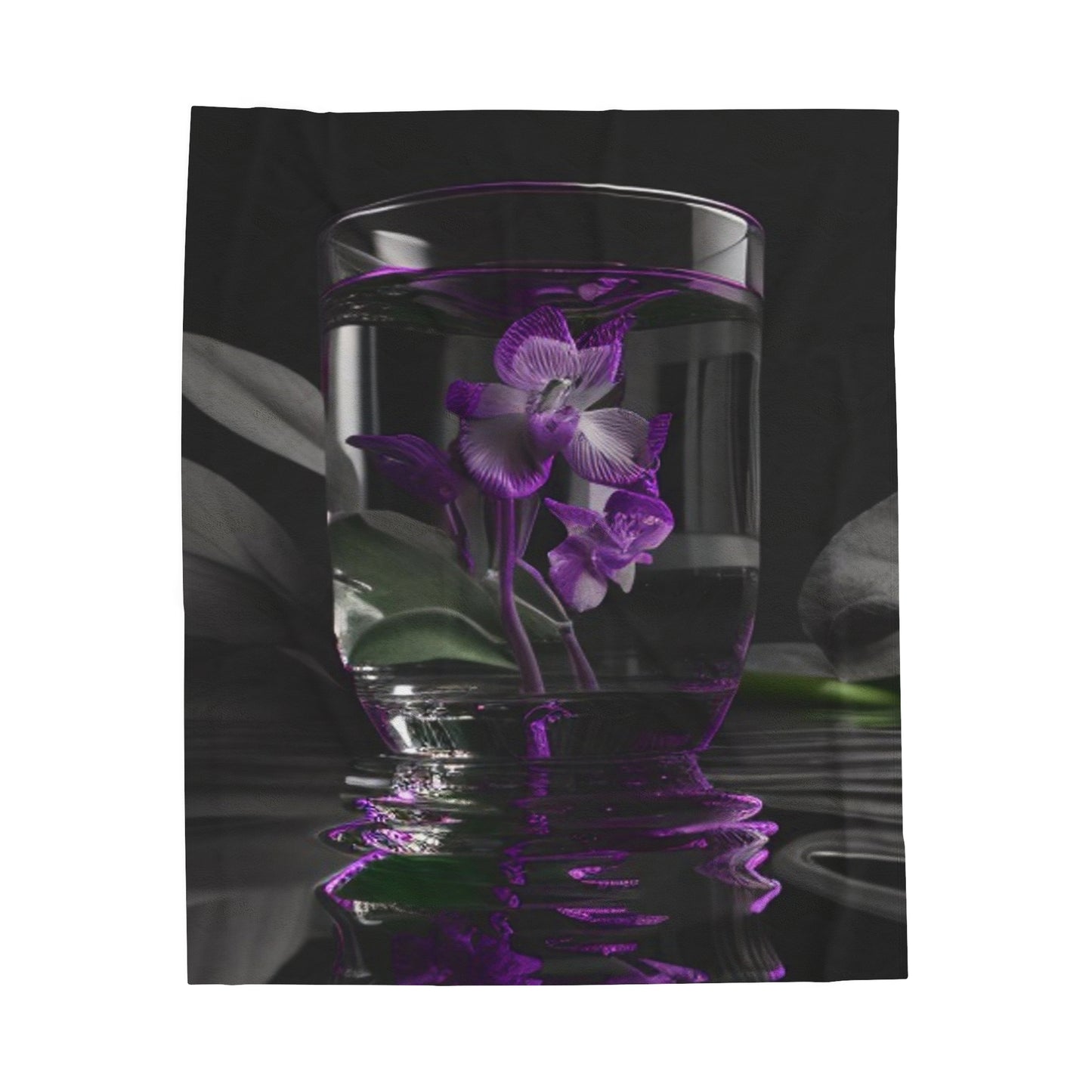 Velveteen Plush Blanket Purple Orchid Glass vase 1