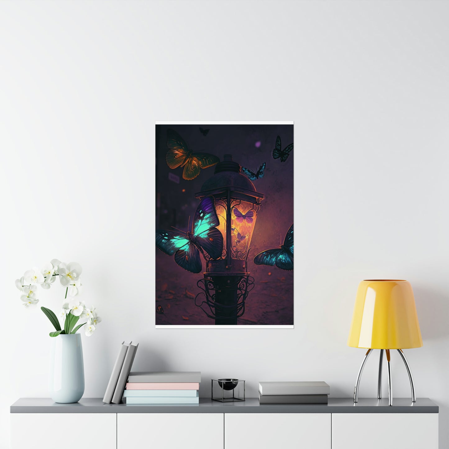Premium Matte Vertical Posters Street Light Butterfly 4