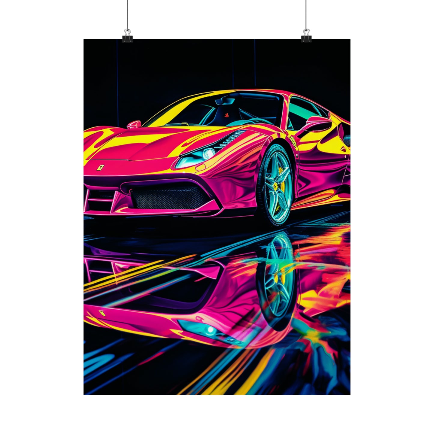 Premium Matte Vertical Posters Pink Ferrari Macro 1