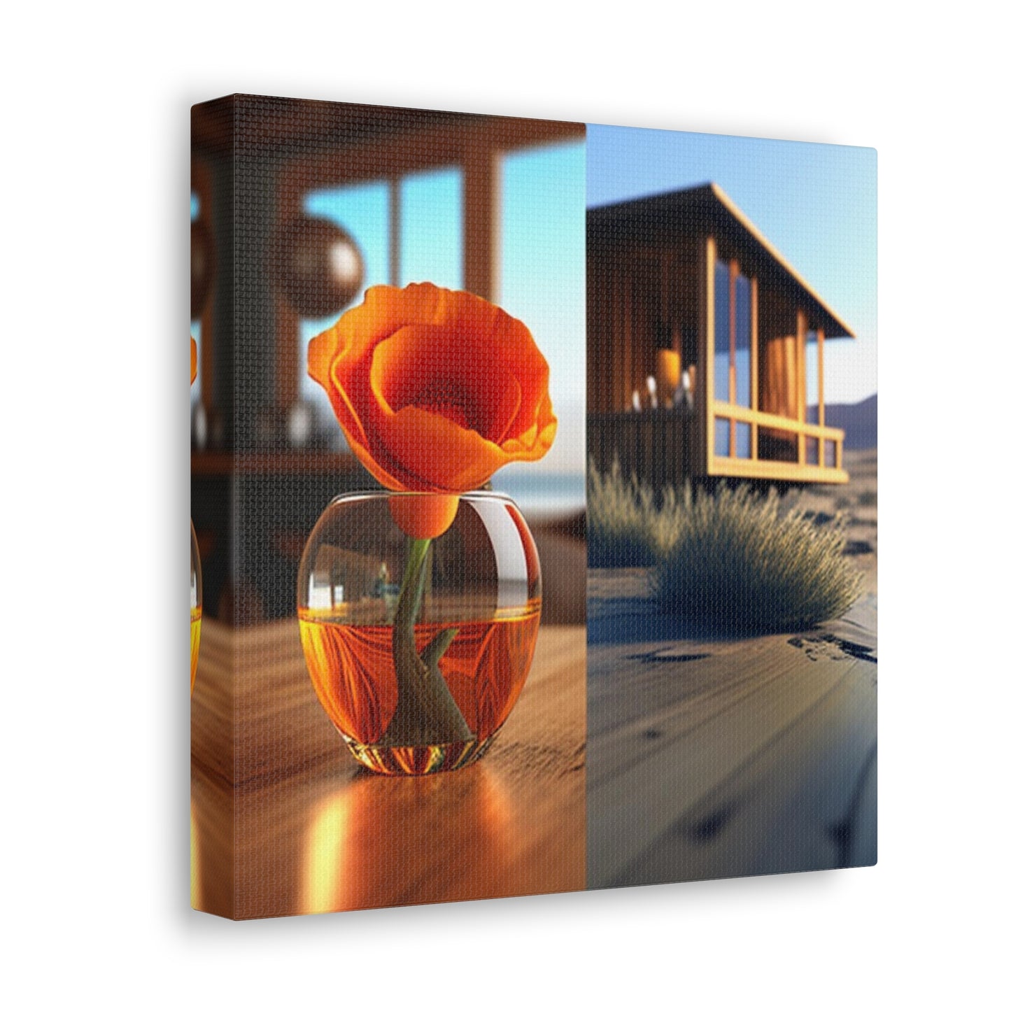Canvas Gallery Wraps Poppy in a Glass Vase 3